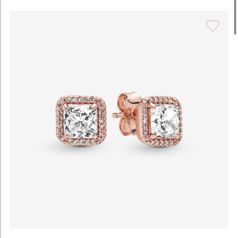 Pandora Square Sparkle Halo Earrings Rose Gold
